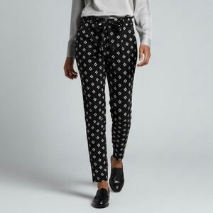 Old Navy Black Geometric Pattern Pleated Elastic Waist Tapered Leg Dress Pants